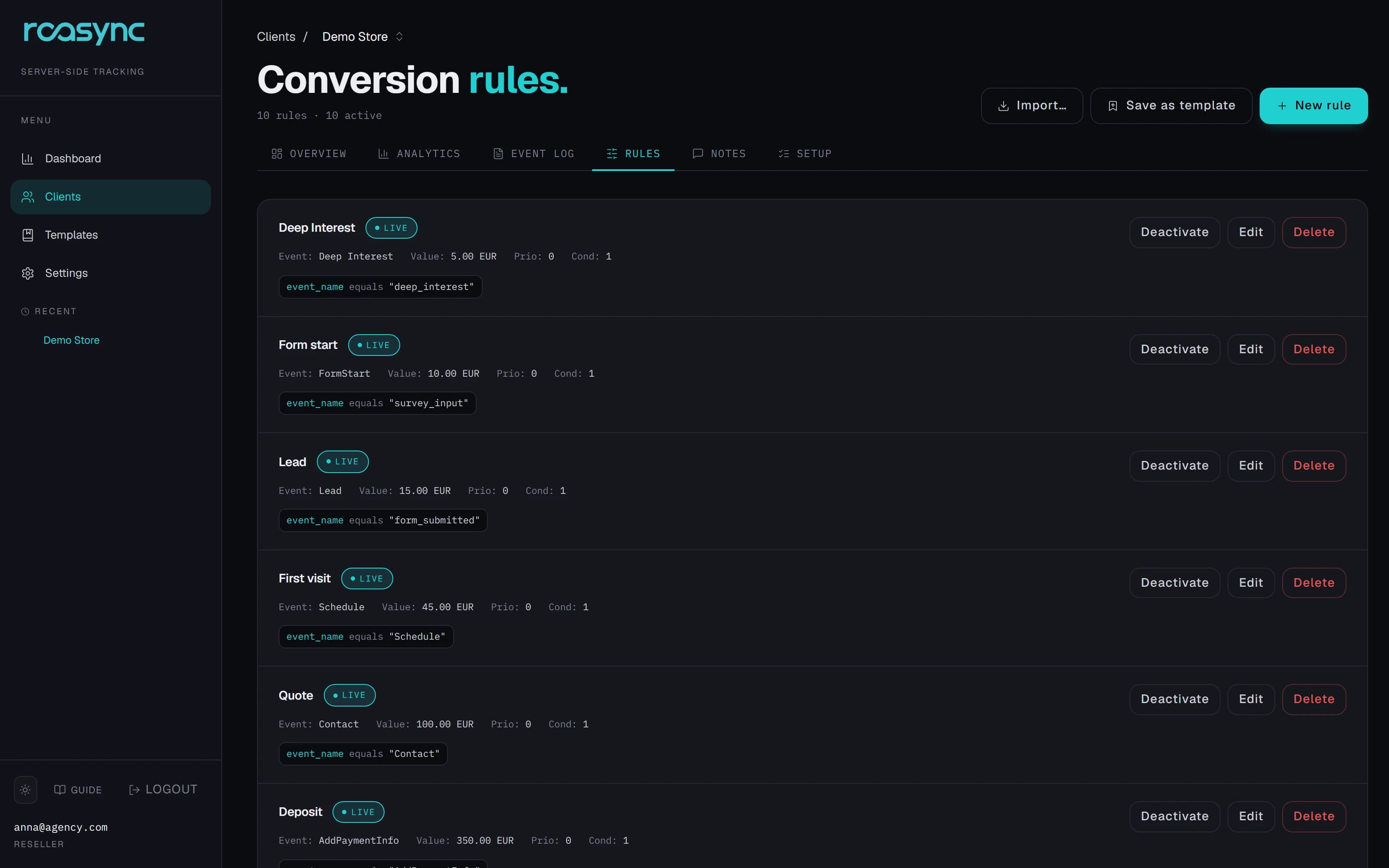 Screenshot: Rules