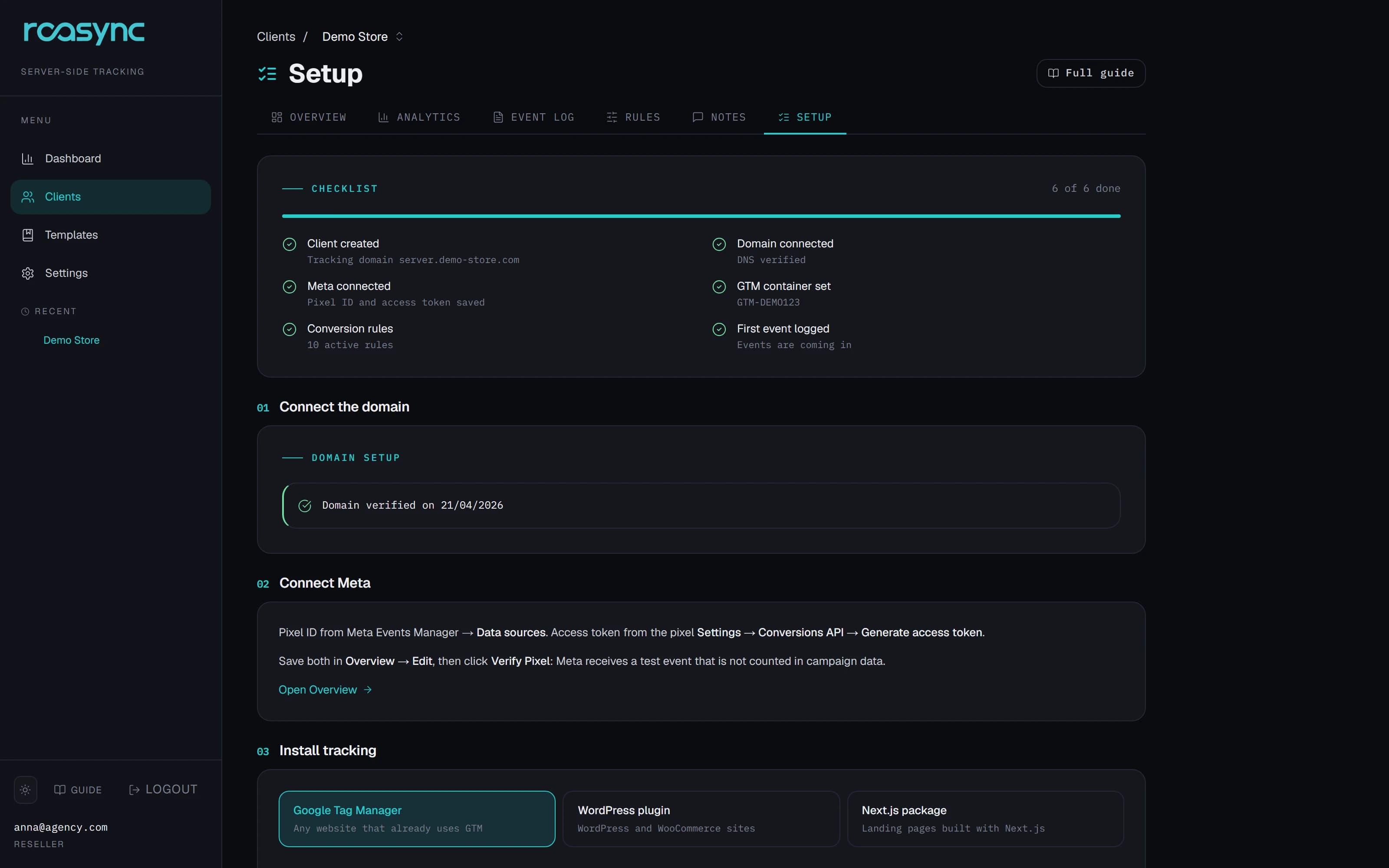 Screenshot: Setup